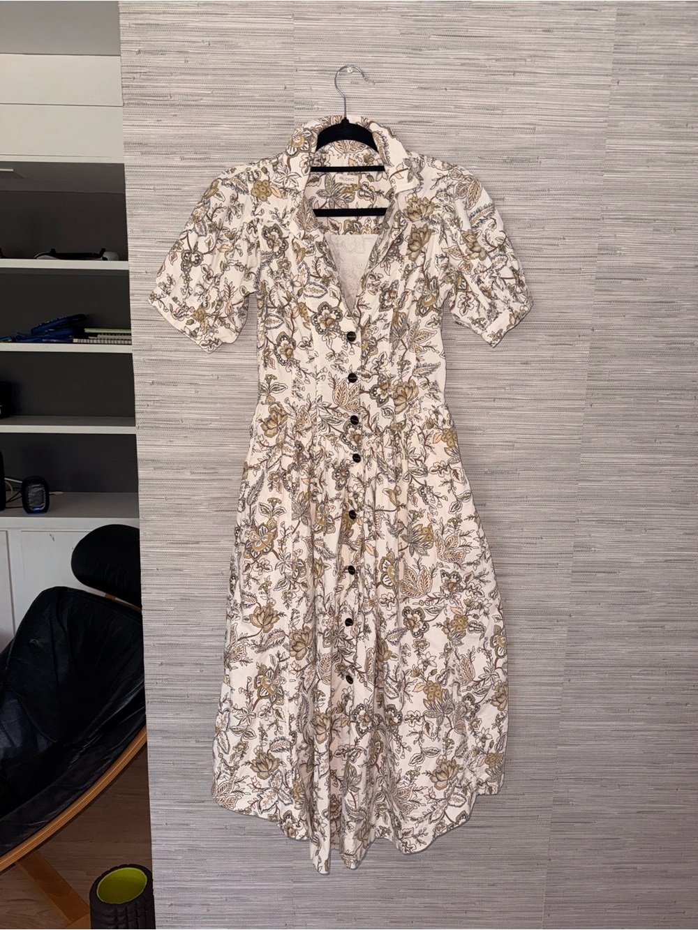 Pilcro Denim Floral Tailored corset Button-Front Midi Dress